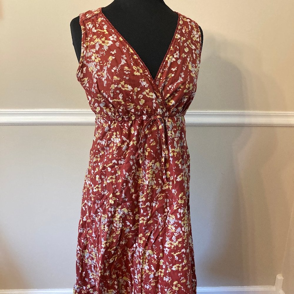 Eddie Bauer Red Sundress w/ White Floral Print